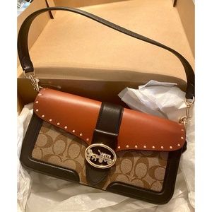 NEW - COACH Georgie Shoulder Bag in Signature Canvas with Rivets